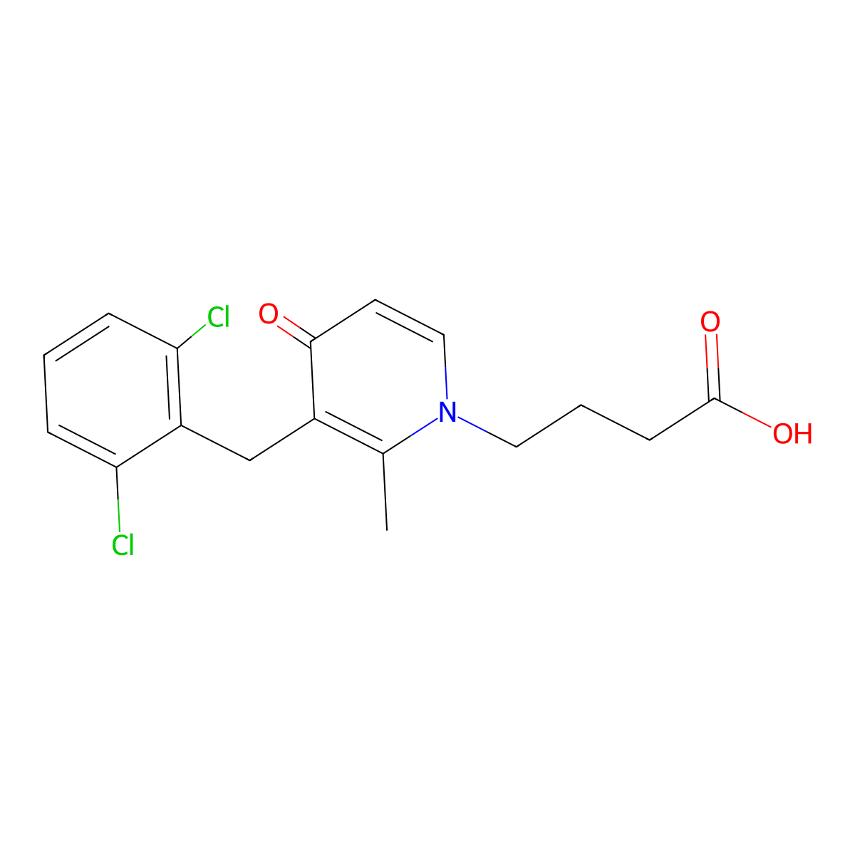 4-[3-(2,6-dichlorobenzyl)-2-methyl-4-oxo-1(4H)-pyridinyl]butanoic acid molecular structure, CAS 400736-52-9