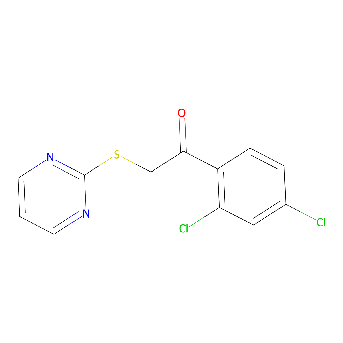 1-(2,4-Dichlorophenyl)-2-(pyrimidin-2-ylsulfanyl)ethanone molecular structure, CAS 400737-32-8
