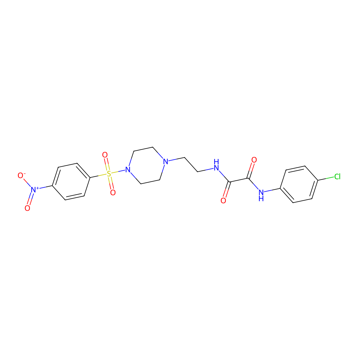 N-(4-chlorophenyl)-N'-(2-{4-[(4-nitrophenyl)sulfonyl]piperazin-1-yl}ethyl)ethanediamide molecular structure, CAS 400737-77-1
