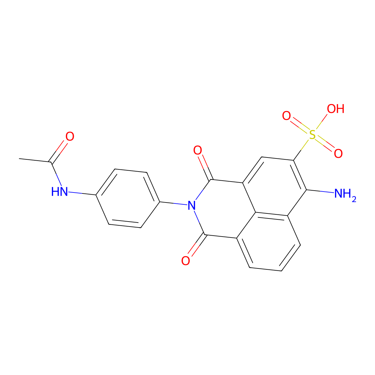 2-[4-(acetylamino)phenyl]-6-amino-1,3-dioxo-2,3-dihydro-1H-benzo[de]isoquinoline-5-sulfonic acid molecular structure, CAS 400738-09-2
