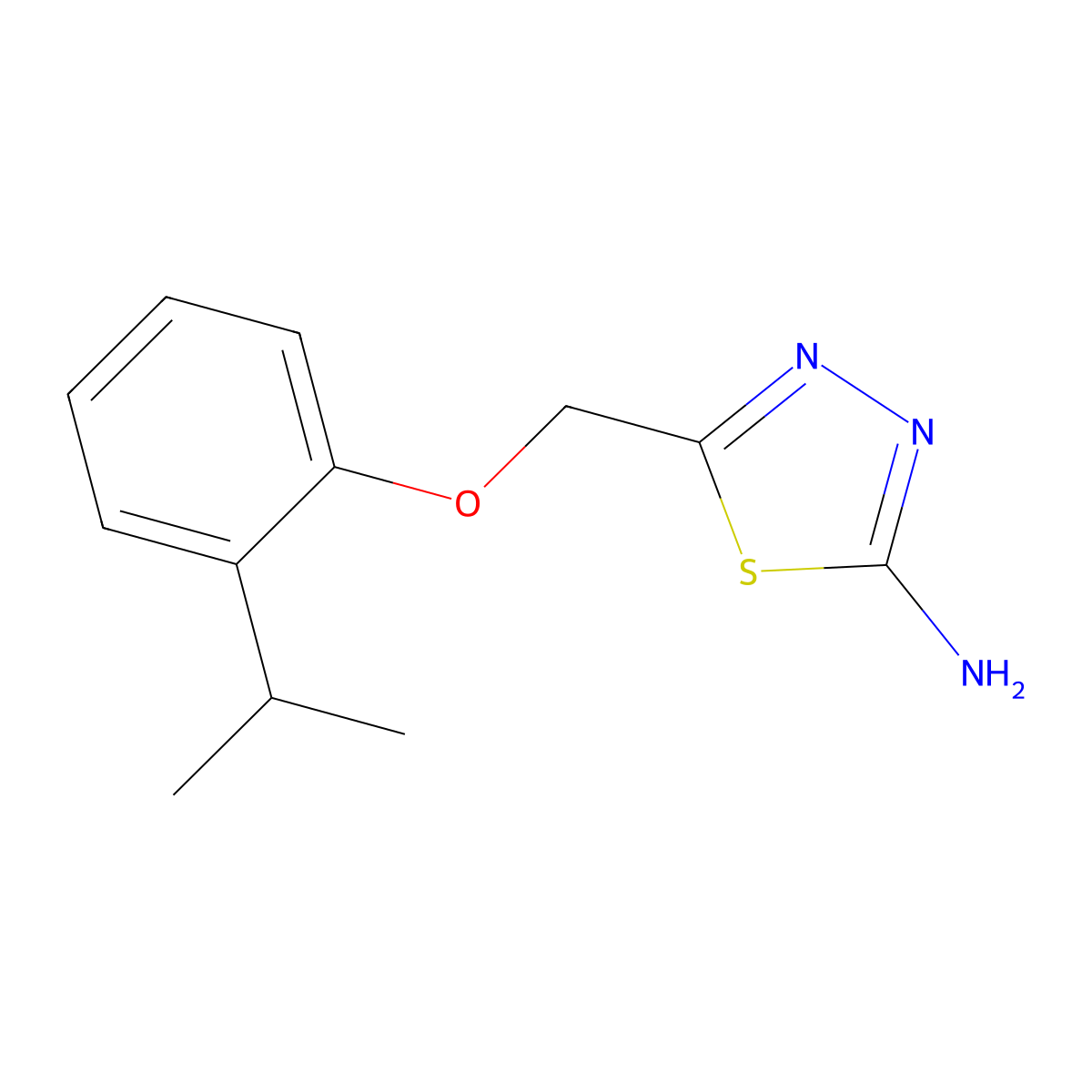5-[(2-Isopropylphenoxy)methyl]-1,3,4-thiadiazol-2-amine molecular structure, CAS 400739-14-2