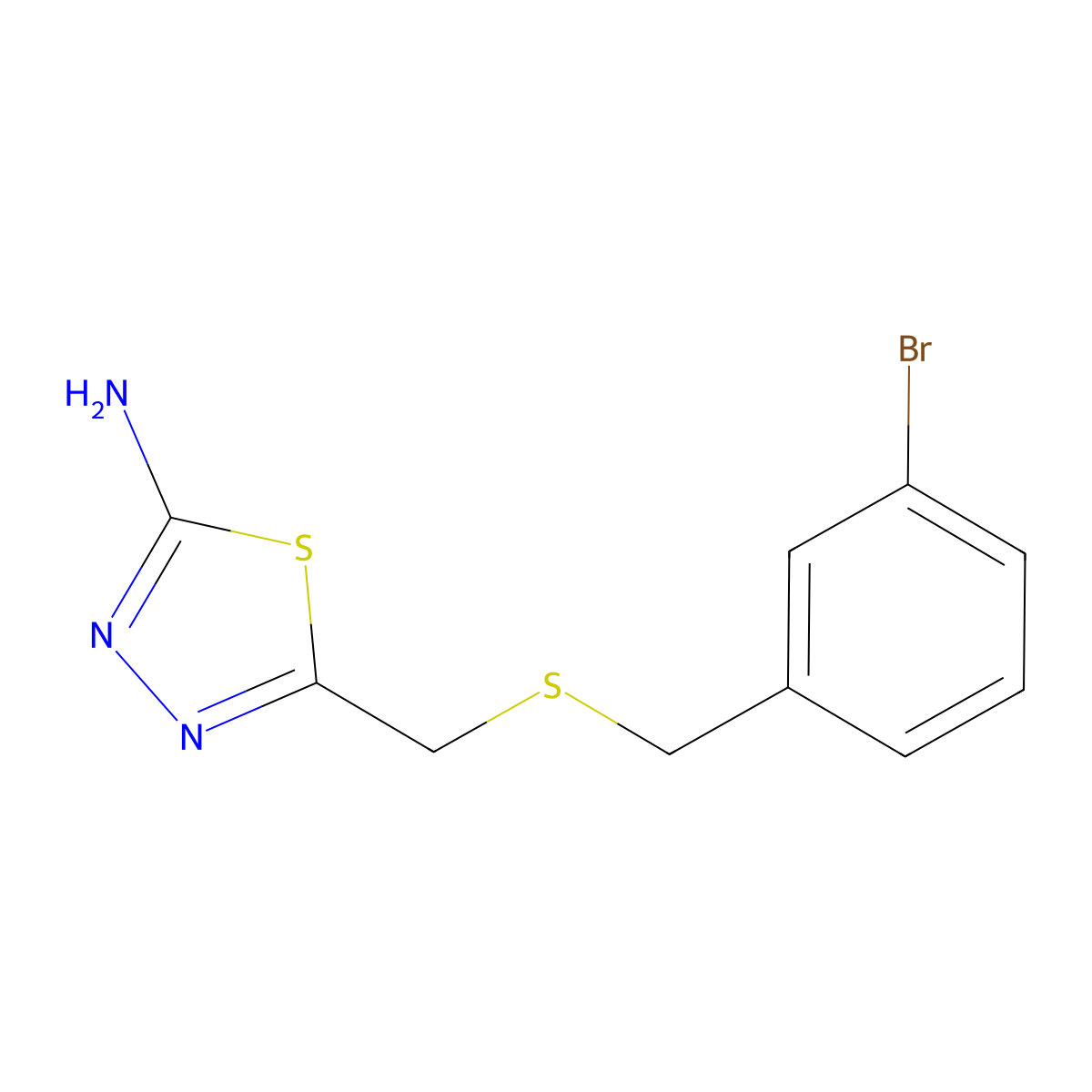 5-(((3-Bromobenzyl)thio)methyl)-1,3,4-thiadiazol-2-amine molecular structure, CAS 400739-75-5