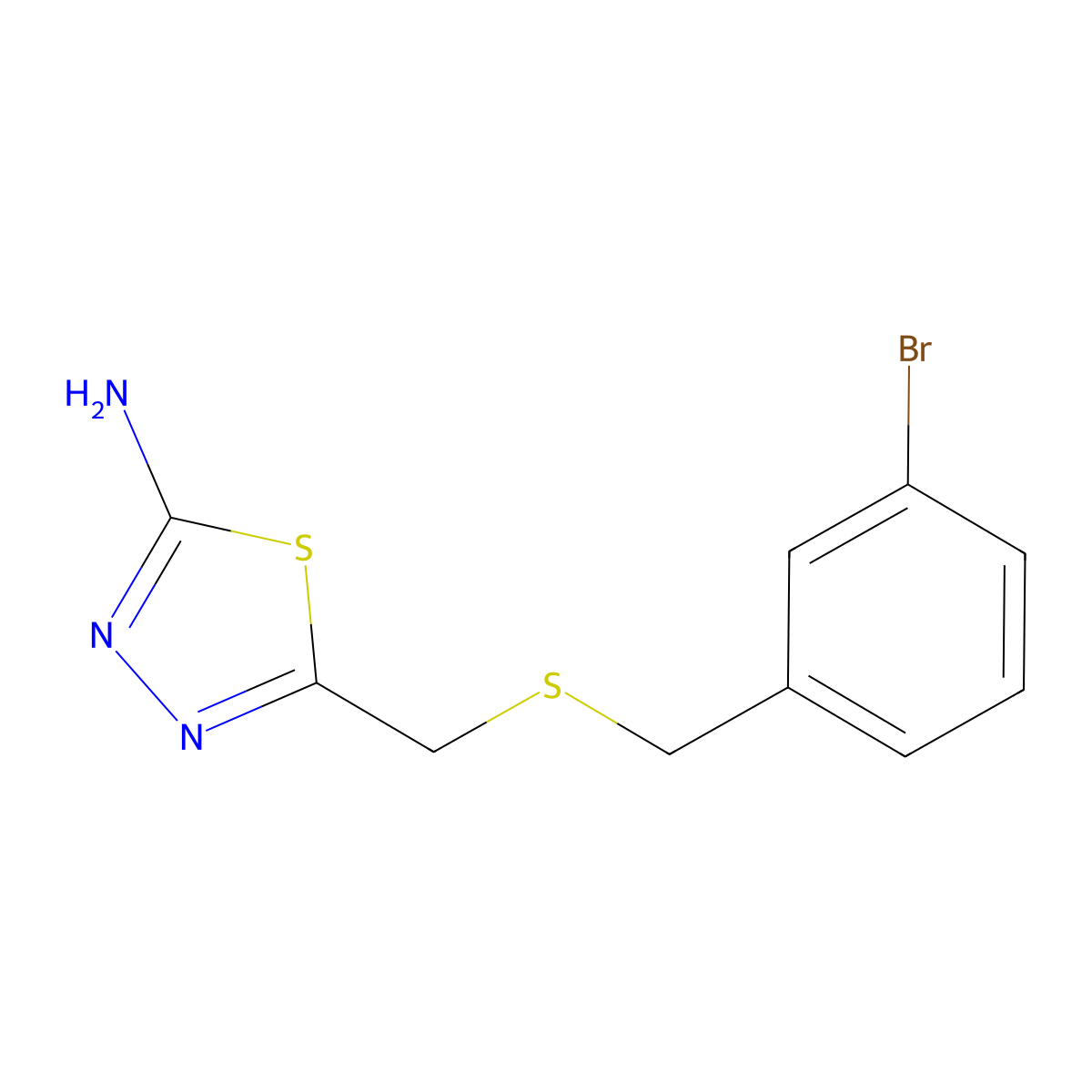 5-(((3-Bromobenzyl)thio)methyl)-1,3,4-thiadiazol-2-amine molecular structure, CAS 400739-75-5