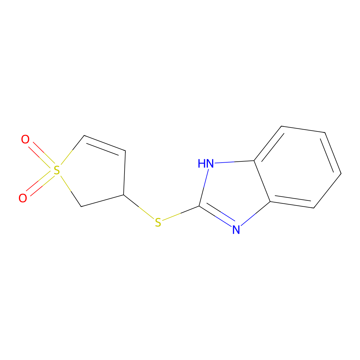 2-[(1,1-dioxido-2,3-dihydrothiophen-3-yl)sulfanyl]-1H-benzimidazole molecular structure, CAS 400740-57-0