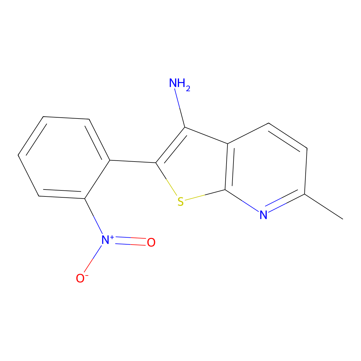 3-Amino-2-{2-nitrophenyl}-6-methylthieno[2,3-b]pyridine molecular structure, CAS 400741-69-7