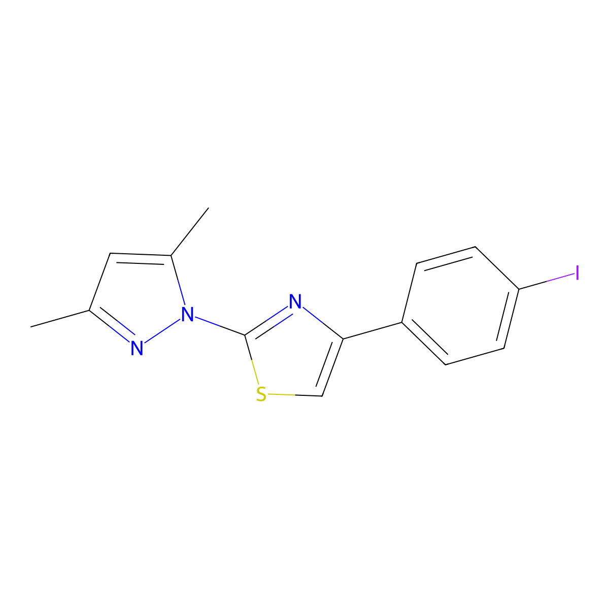 2-(3,5-Dimethylpyrazol-1-yl)-4-(4-iodophenyl)-1,3-thiazole molecular structure, CAS 400742-02-1