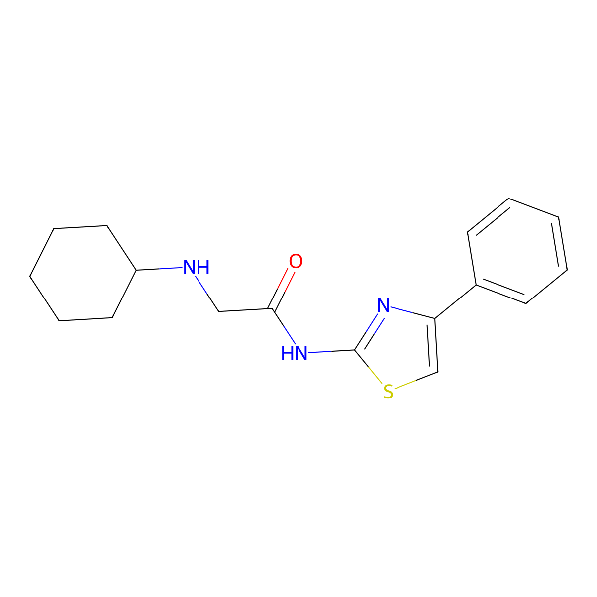 2-(cyclohexylamino)-N-(4-phenyl-1,3-thiazol-2-yl)acetamide molecular structure, CAS 400742-06-5