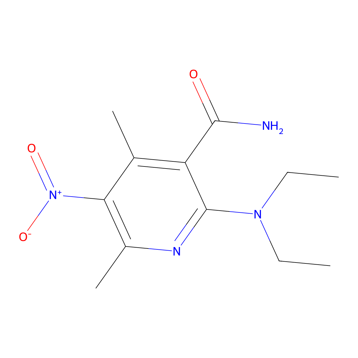2-(Diethylamino)-4,6-dimethyl-5-nitropyridine-3-carboxamide molecular structure, CAS 400743-12-6