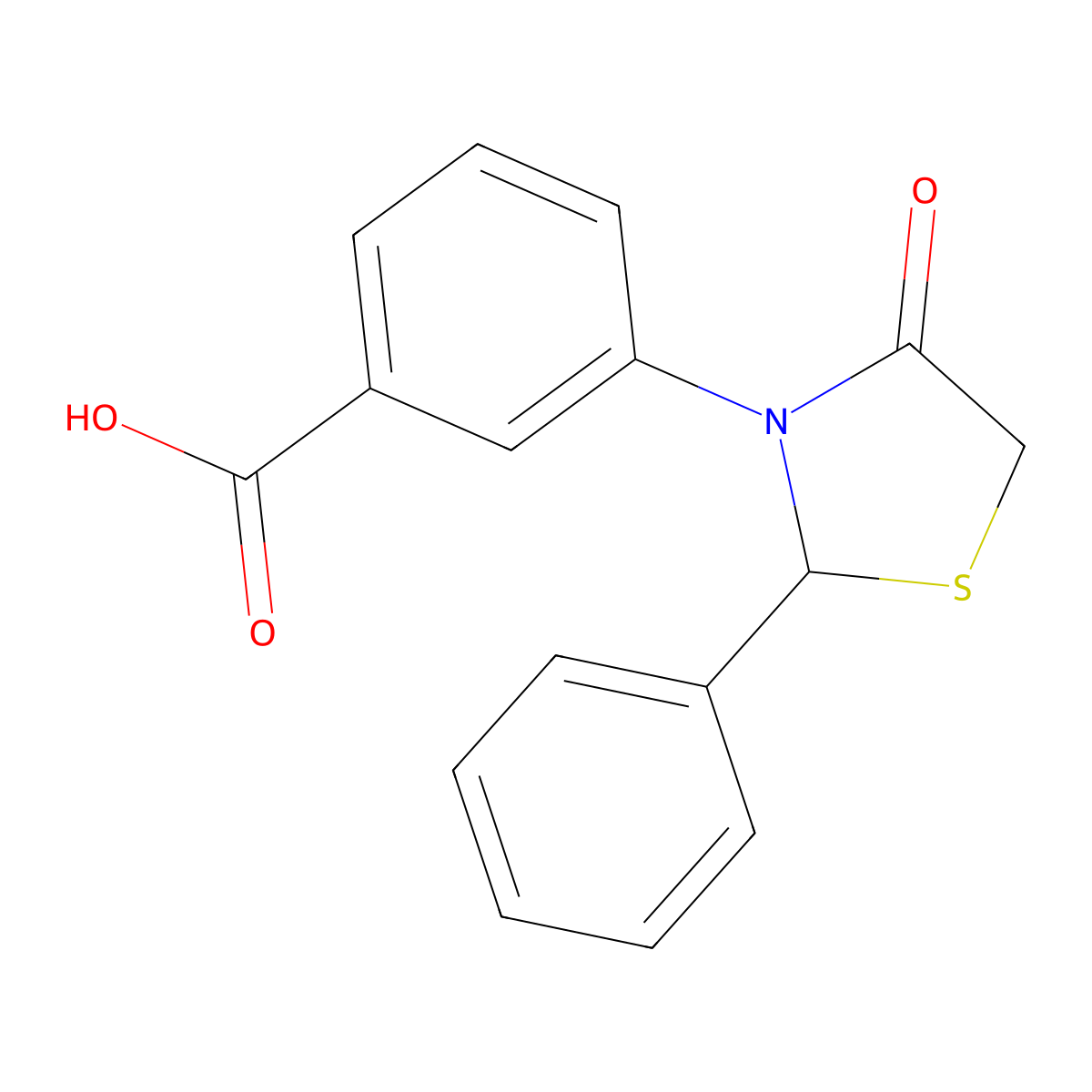 3-(4-Oxo-2-phenyl-3-thiazolidinyl)benzoic acid molecular structure, CAS 400744-14-1