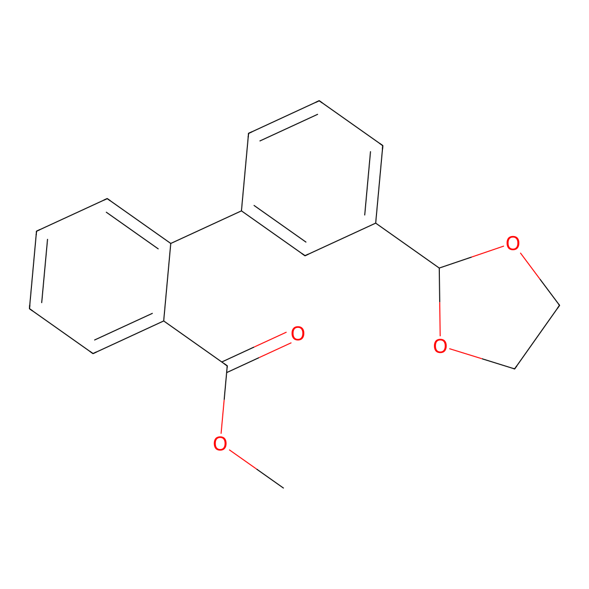 Methyl 3'-(1,3-dioxolan-2-yl)[1,1'-biphenyl]-2-carboxylate molecular structure, CAS 400744-27-6