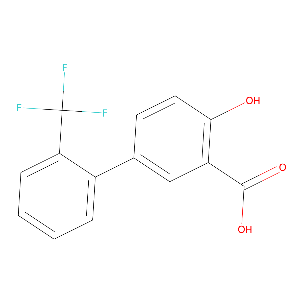 4-Hydroxy-2'-(trifluoromethyl)-[1,1'-biphenyl]-3-carboxylic acid molecular structure, CAS 400744-89-0