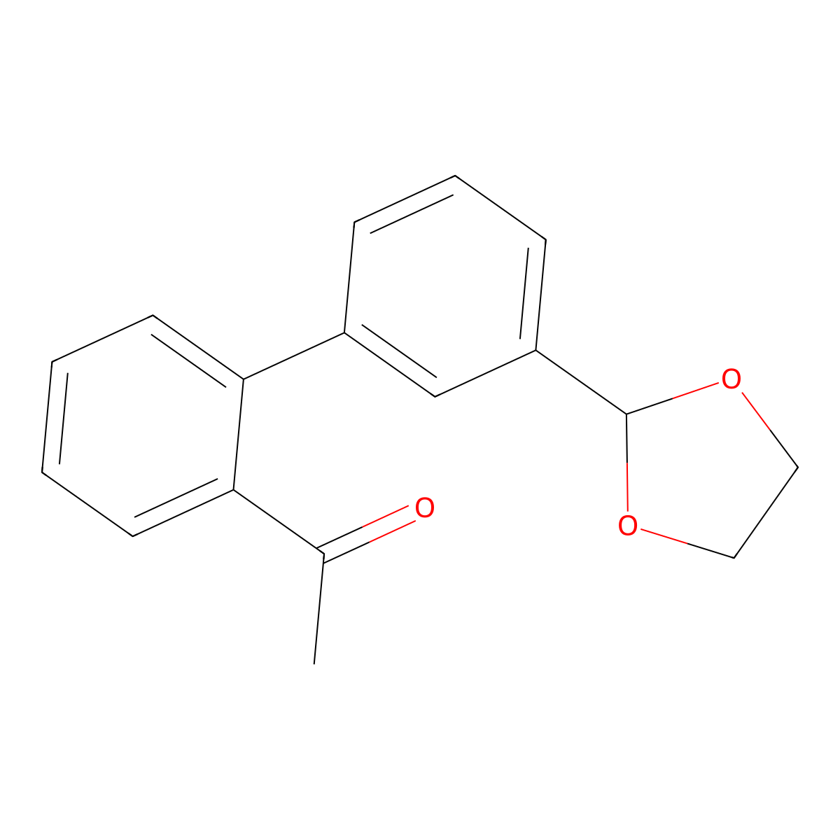 1-[3'-(1,3-Dioxolan-2-yl)[1,1'-biphenyl]-2-yl] ethanone molecular structure, CAS 400745-70-2