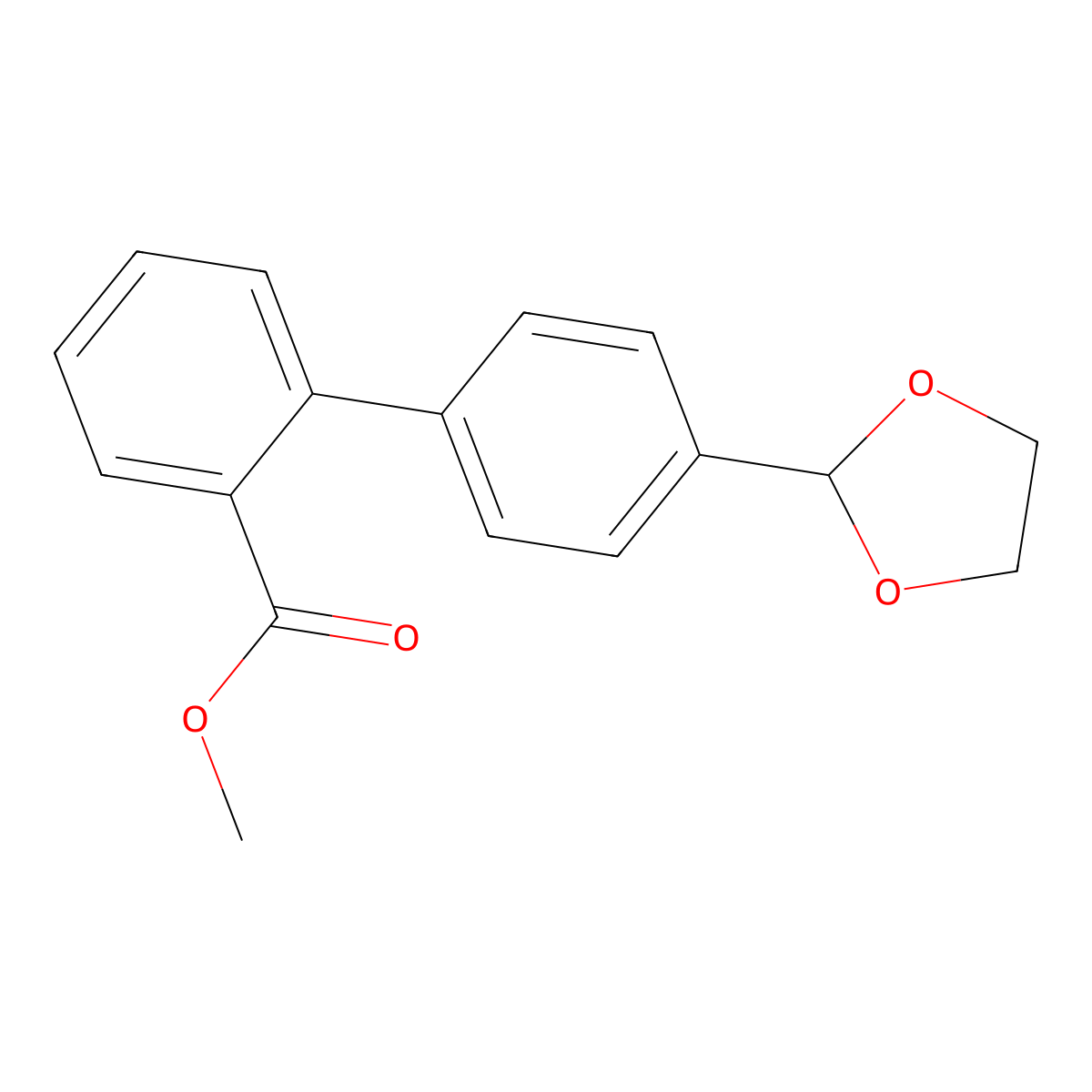 Methyl 4'-(1,3-dioxolan-2-yl)[1,1'-biphenyl]-2-carboxylate molecular structure, CAS 400747-00-4