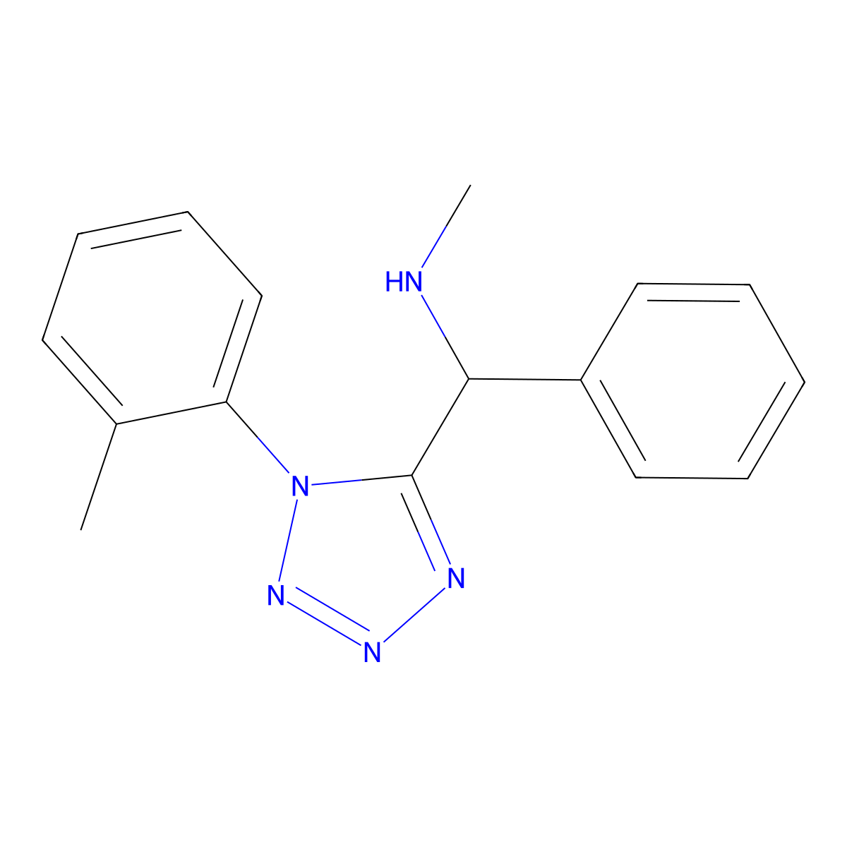 N-Methyl-1-[1-(2-methylphenyl)-1H-tetrazol-5-YL]-1-phenylmethanamine molecular structure, CAS 400747-21-9