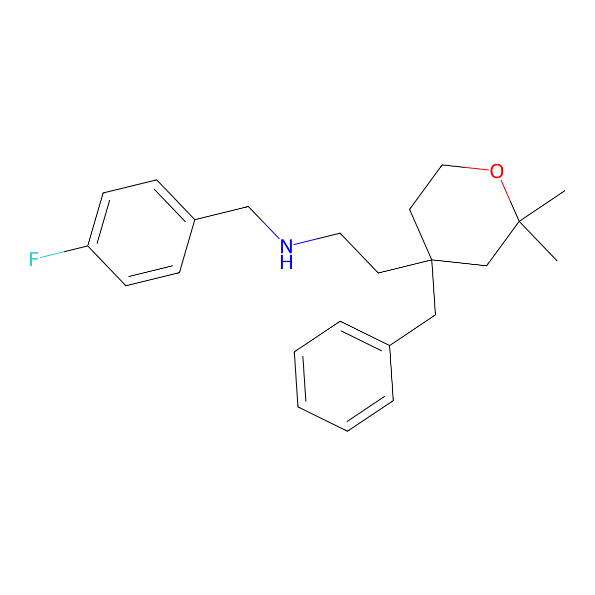 2-(4-benzyl-2,2-dimethyloxan-4-yl)-N-[(4-fluorophenyl)methyl]ethanamine molecular structure, CAS 400748-53-0