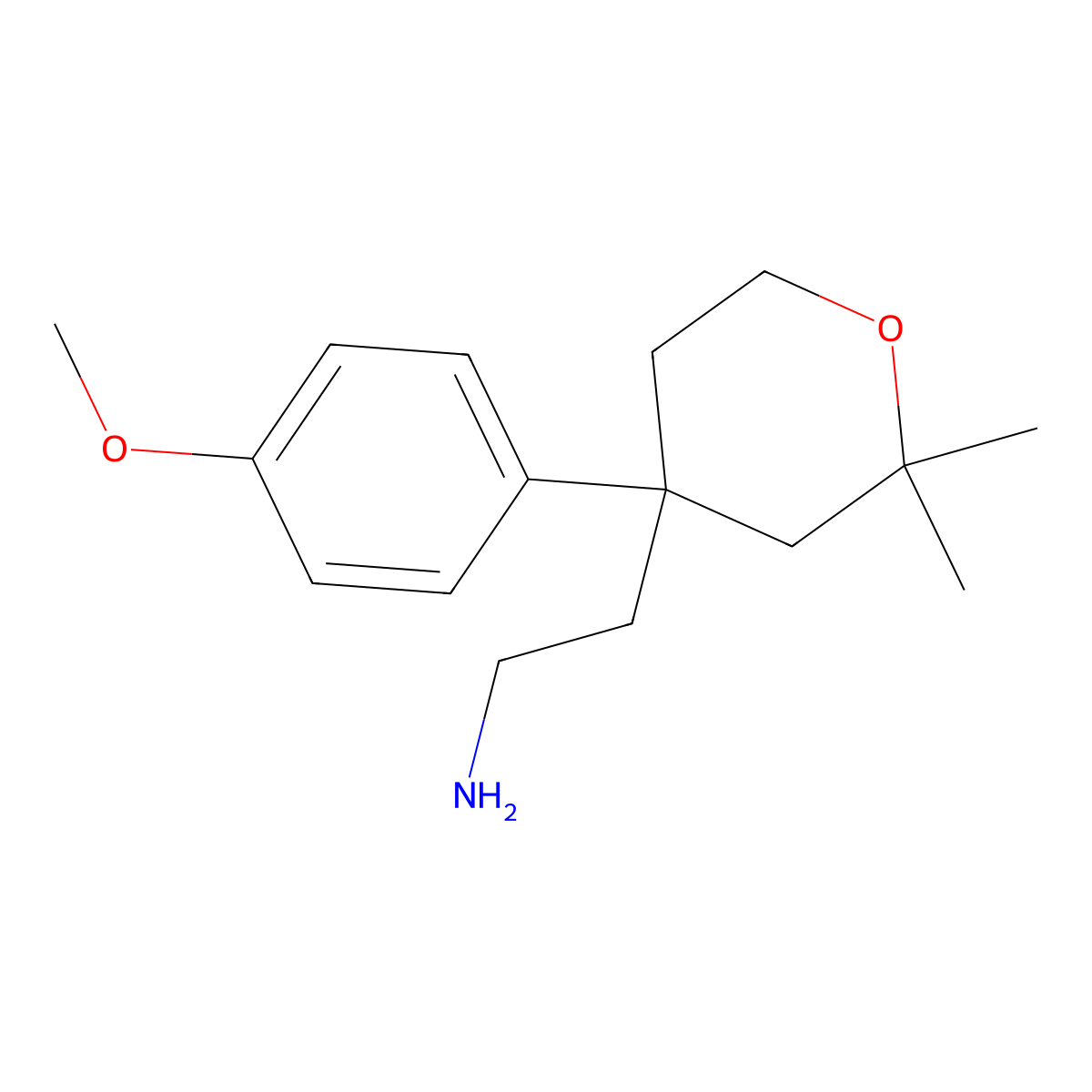 2-[4-(4-Methoxy-phenyl)-2,2-dimethyl-tetrahydro-pyran-4-yl]-ethylamine molecular structure, CAS 400748-66-5