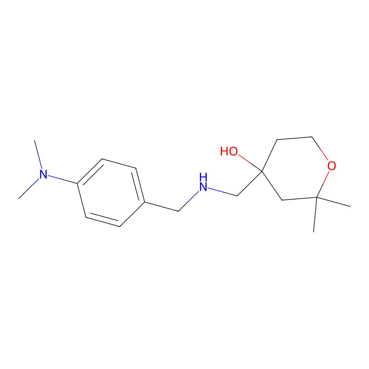 4-({[4-(dimethylamino)benzyl]amino}methyl)-2,2-dimethyltetrahydro-2H-pyran-4-ol molecular structure, CAS 400749-40-8