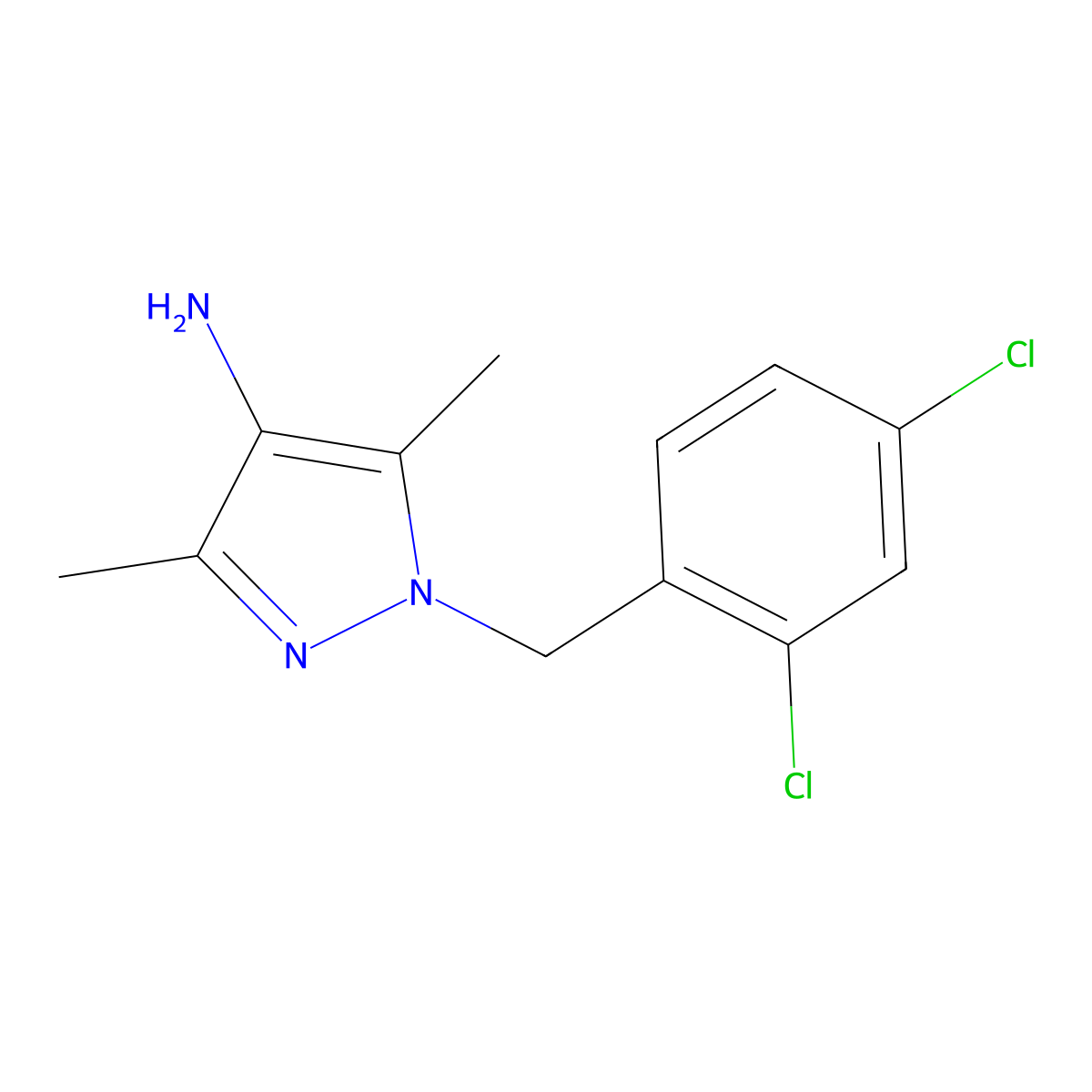 1-((2,4-Dichlorophenyl)methyl)-3,5-dimethyl-1H-pyrazol-4-amine molecular structure, CAS 400749-62-4