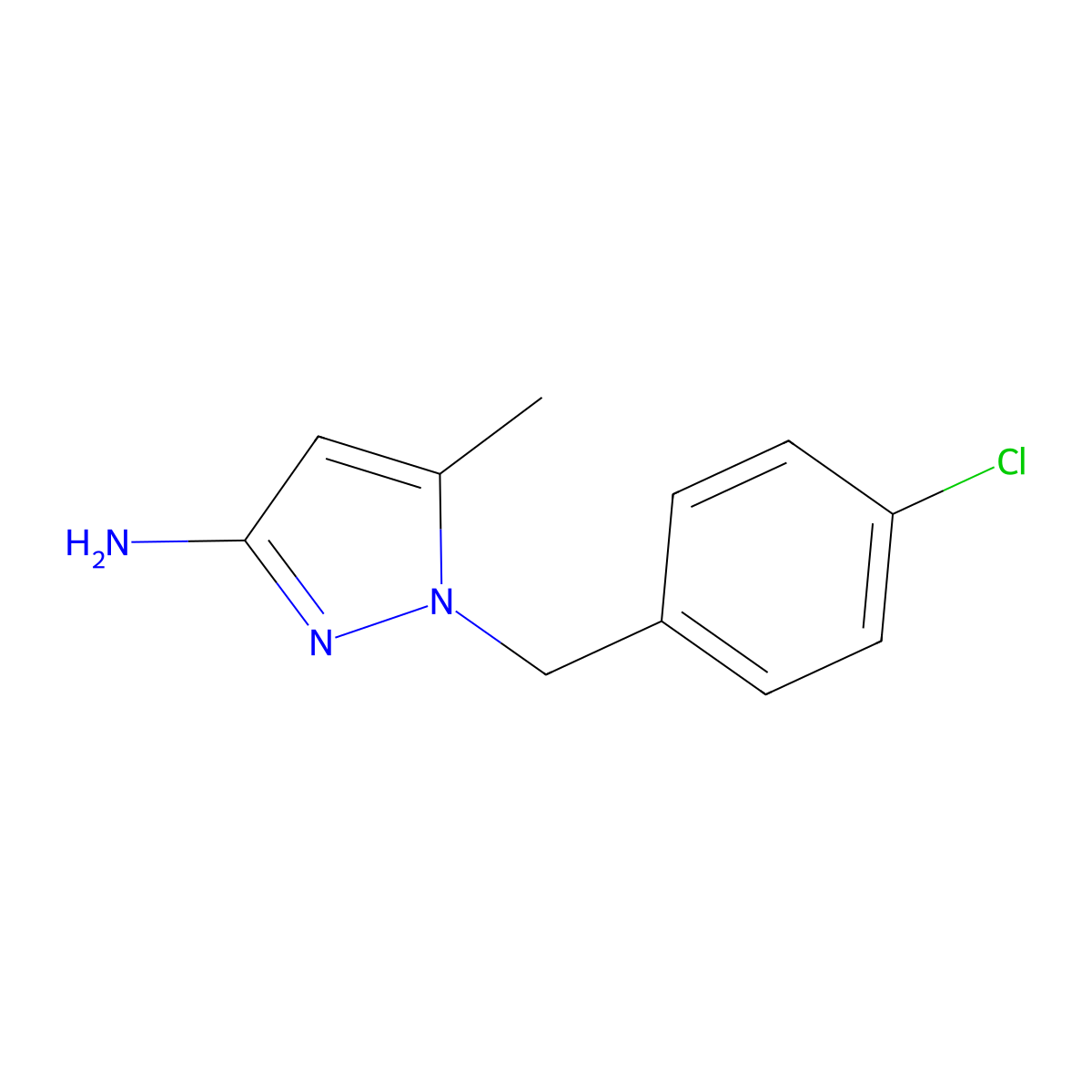 1-((4-Chlorophenyl)methyl)-5-methyl-1H-pyrazol-3-amine molecular structure, CAS 400749-67-9