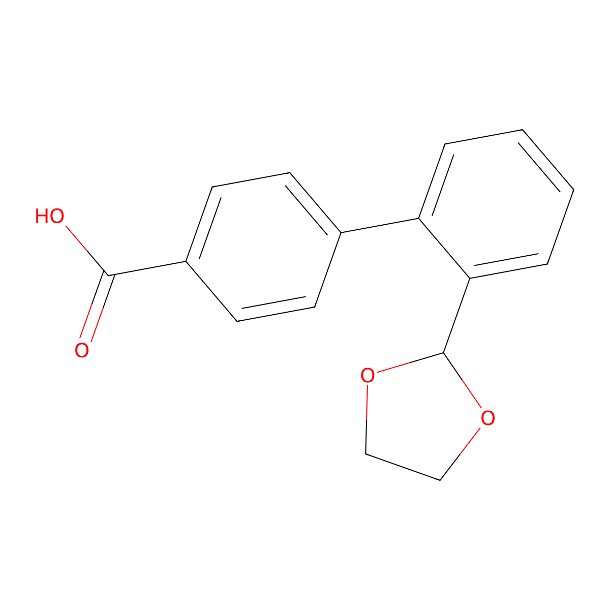 2'-(1,3-Dioxolan-2-yl)[1,1'-biphenyl]-4-carboxylic acid molecular structure, CAS 400750-12-1
