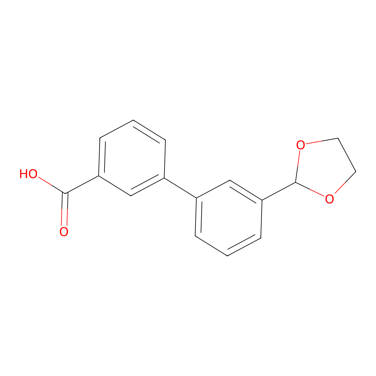 3'-(1,3-Dioxolan-2-YL)biphenyl-3-carboxylic acid molecular structure, CAS 400750-26-7