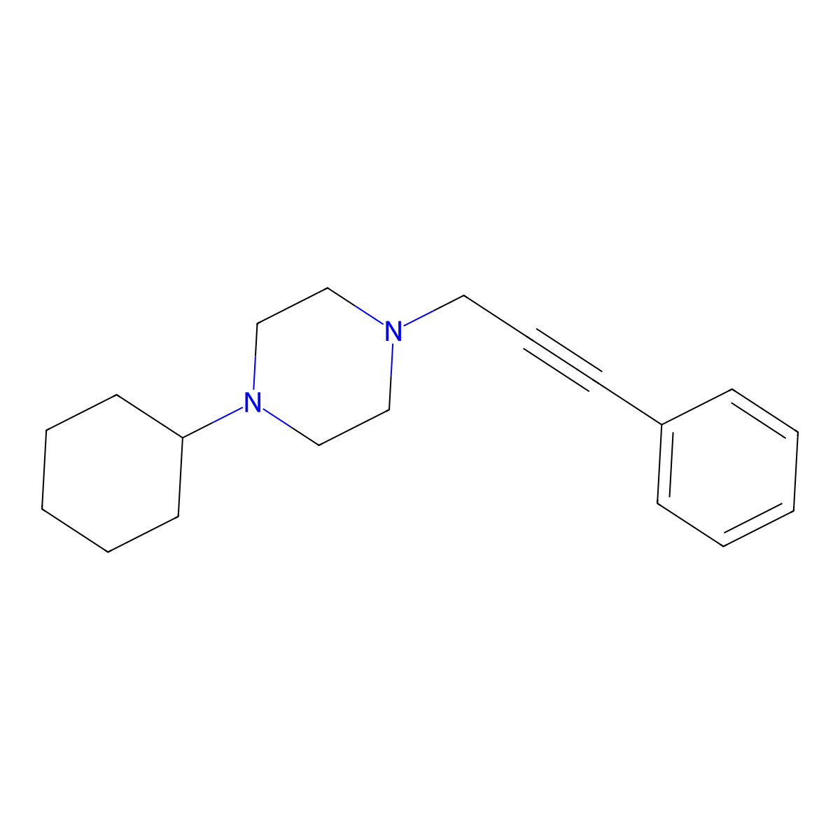 1-Cyclohexyl-4-(3-phenyl-2-propyn-1-yl)piperazine molecular structure, CAS 400750-37-0