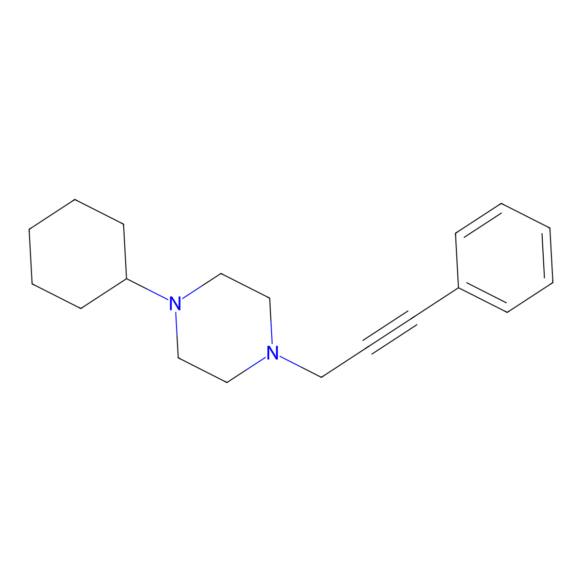 1-Cyclohexyl-4-(3-phenyl-2-propyn-1-yl)piperazine molecular structure, CAS 400750-37-0
