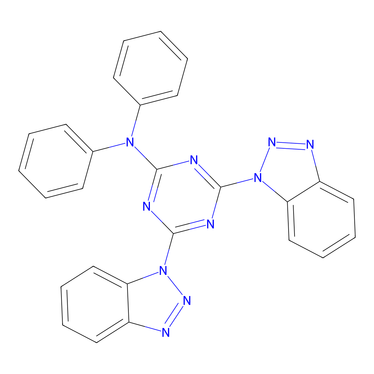 4,6-bis(benzotriazol-1-yl)-N,N-diphenyl-1,3,5-triazin-2-amine molecular structure, CAS 400750-86-9