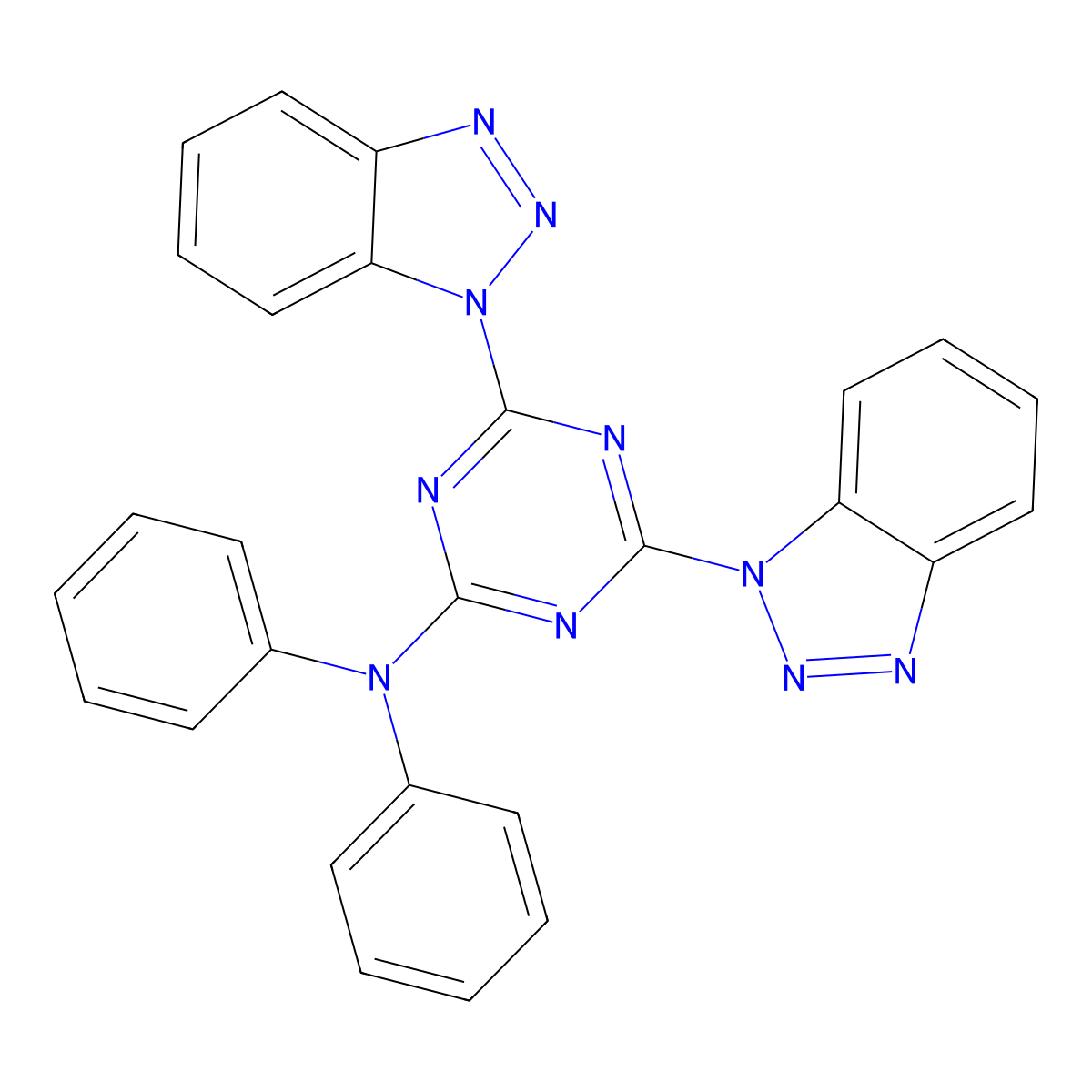 4,6-bis(benzotriazol-1-yl)-N,N-diphenyl-1,3,5-triazin-2-amine molecular structure, CAS 400750-86-9