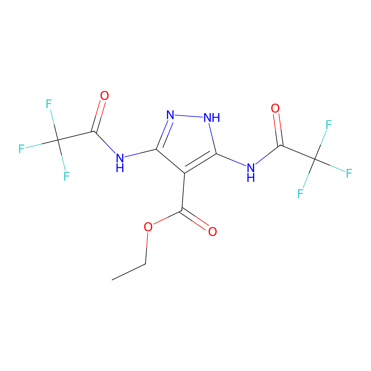 Ethyl 3,5-bis[(2,2,2-trifluoroacetyl)amino]-1H-pyrazole-4-carboxylate molecular structure, CAS 400751-15-7
