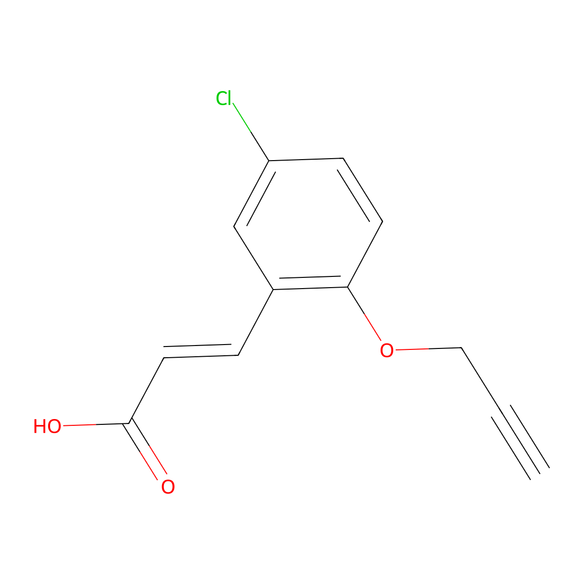 3-[5-Chloro-2-(prop-2-yn-1-yloxy)phenyl]prop-2-enoic acid molecular structure, CAS 400751-42-0