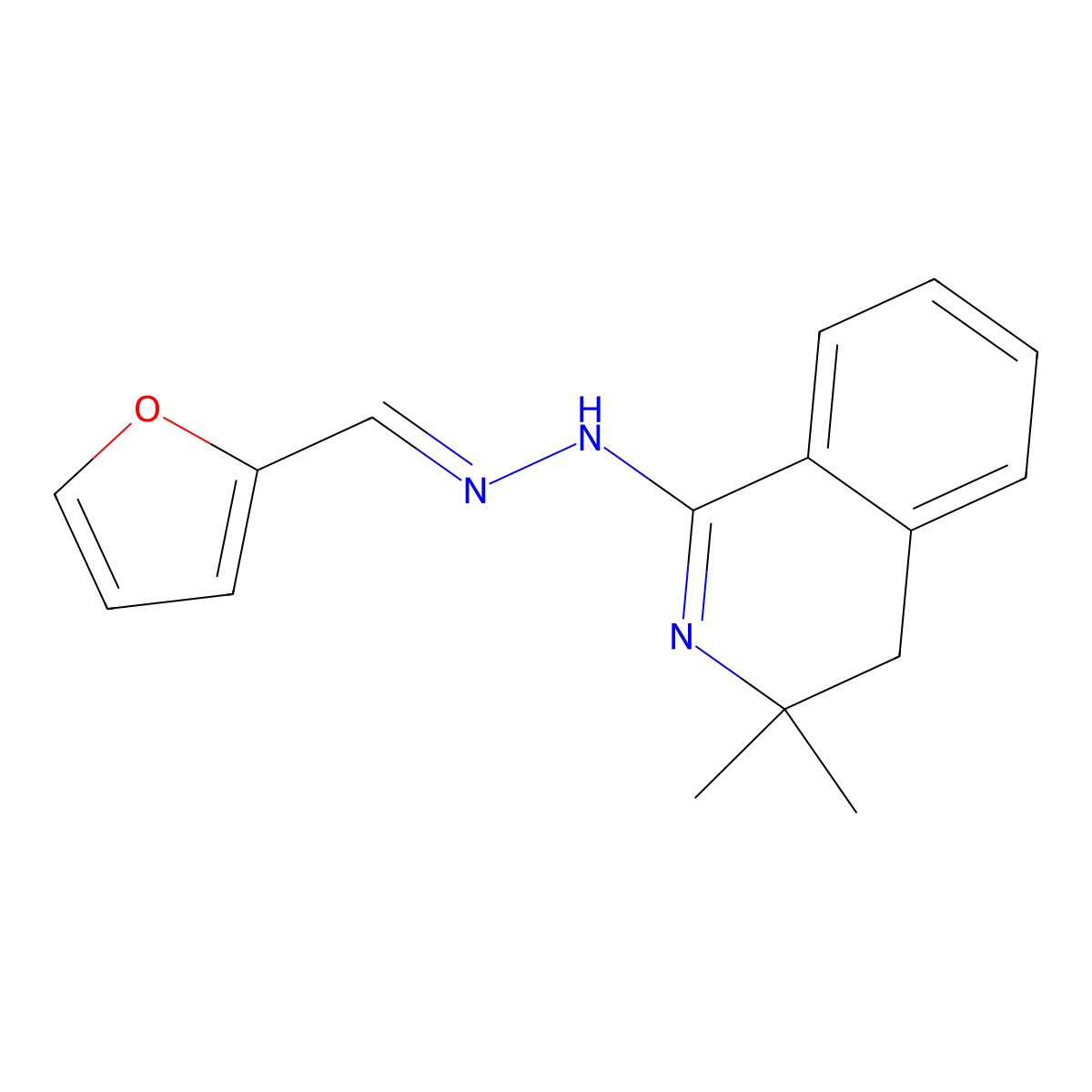 2-Furancarboxaldehyde, 2-(3,4-dihydro-3,3-dimethyl-1-isoquinolinyl)hydrazone molecular structure, CAS 400751-46-4
