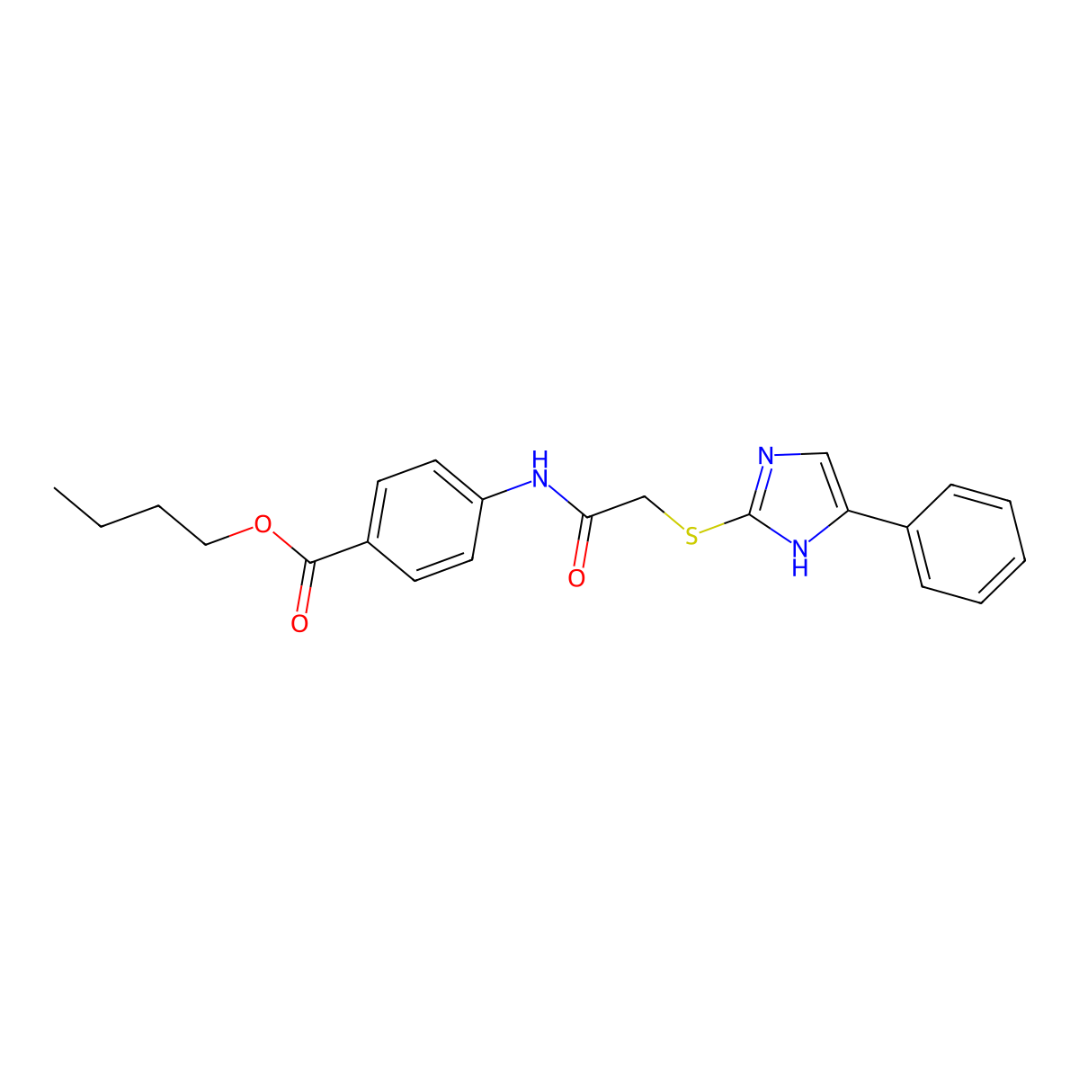 butyl 4-({[(4-phenyl-1H-imidazol-2-yl)sulfanyl]acetyl}amino)benzoate molecular structure, CAS 400751-61-3