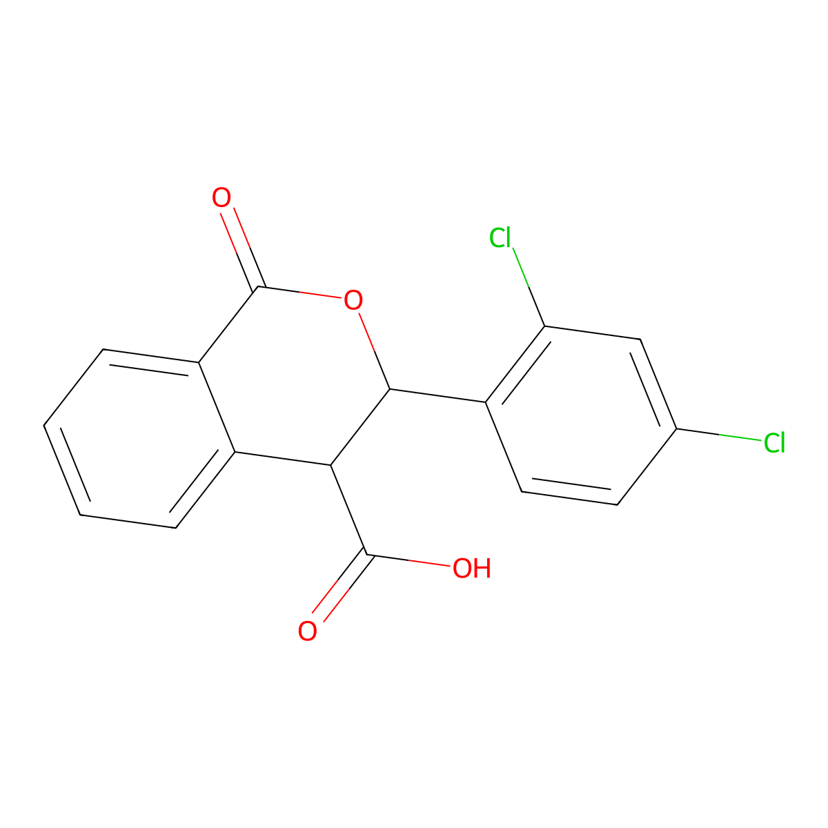 3-(2,4-dichlorophenyl)-1-oxo-3,4-dihydro-1H-isochromene-4-carboxylic acid molecular structure, CAS 400751-70-4