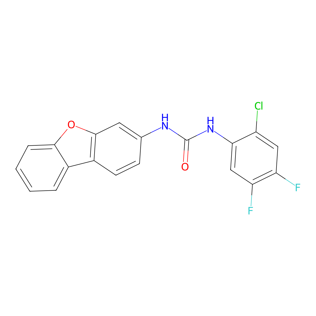 Urea, N-(2-chloro-4,5-difluorophenyl)-N'-3-dibenzofuranyl- molecular structure, CAS 400753-03-9