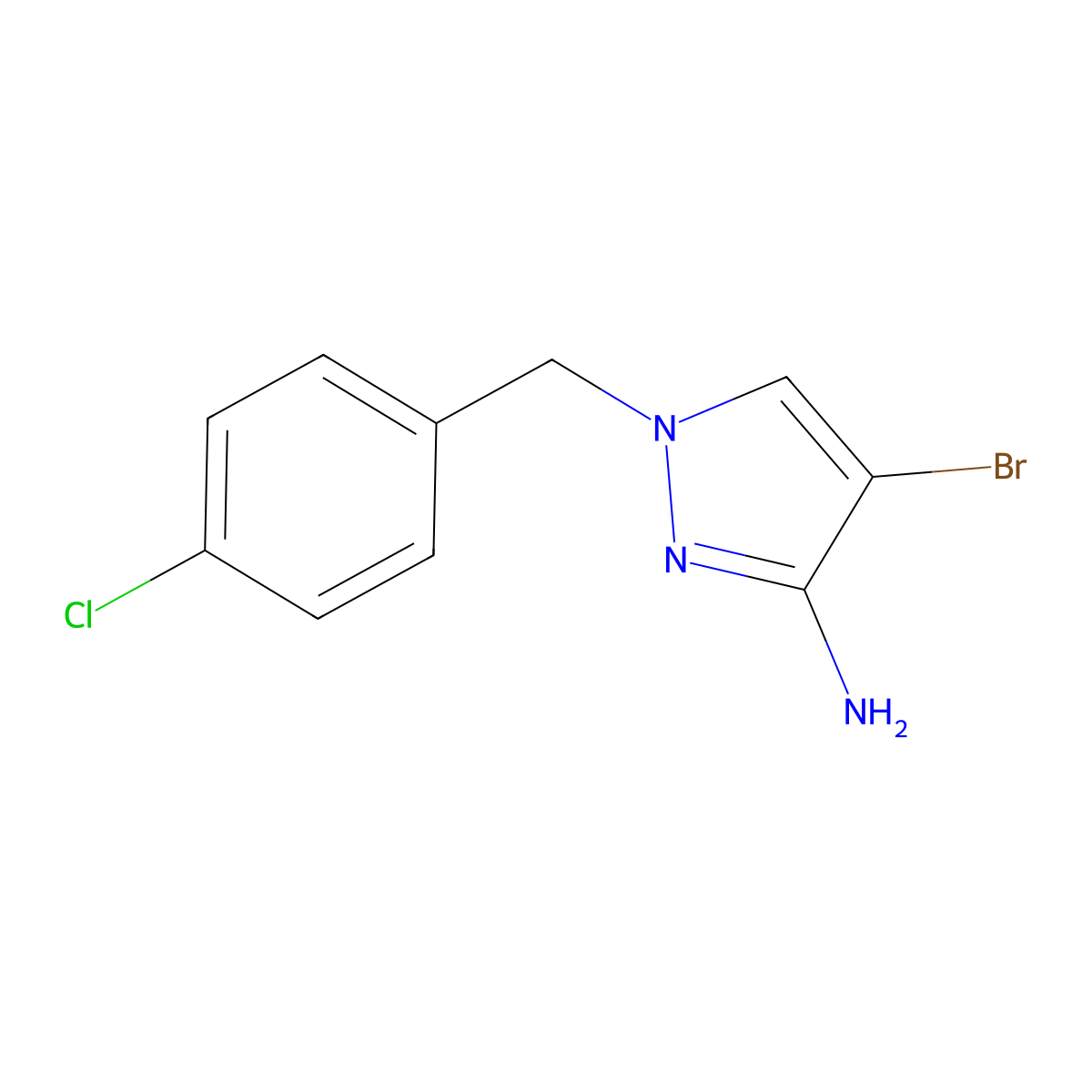 4-bromo-1-(4-chlorobenzyl)-1H-pyrazol-3-amine molecular structure, CAS 400753-16-4
