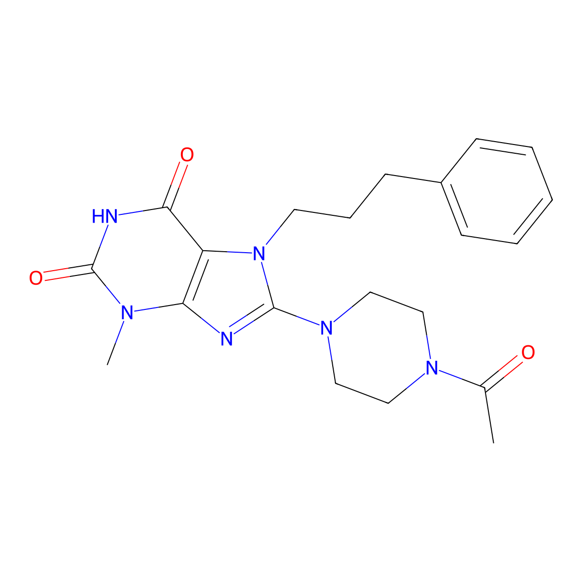8-(4-Acetylpiperazin-1-yl)-3-methyl-7-(3-phenylpropyl)purine-2,6-dione molecular structure, CAS 400753-65-3