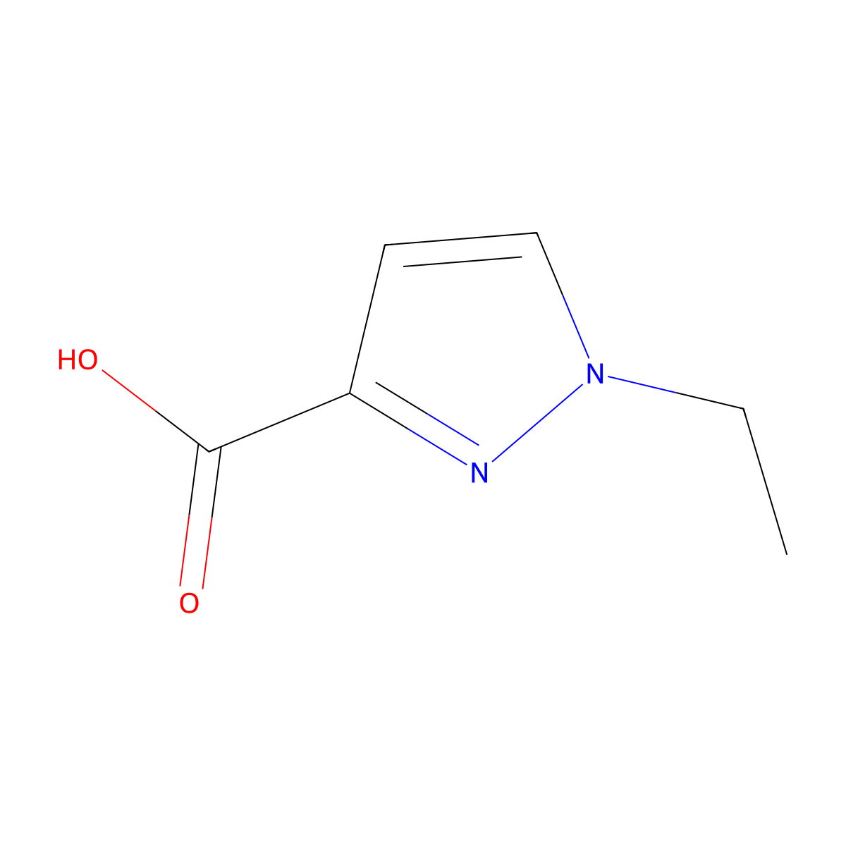 1-ethyl-1H-pyrazole-3-carboxylic acid molecular structure, CAS 400755-44-4