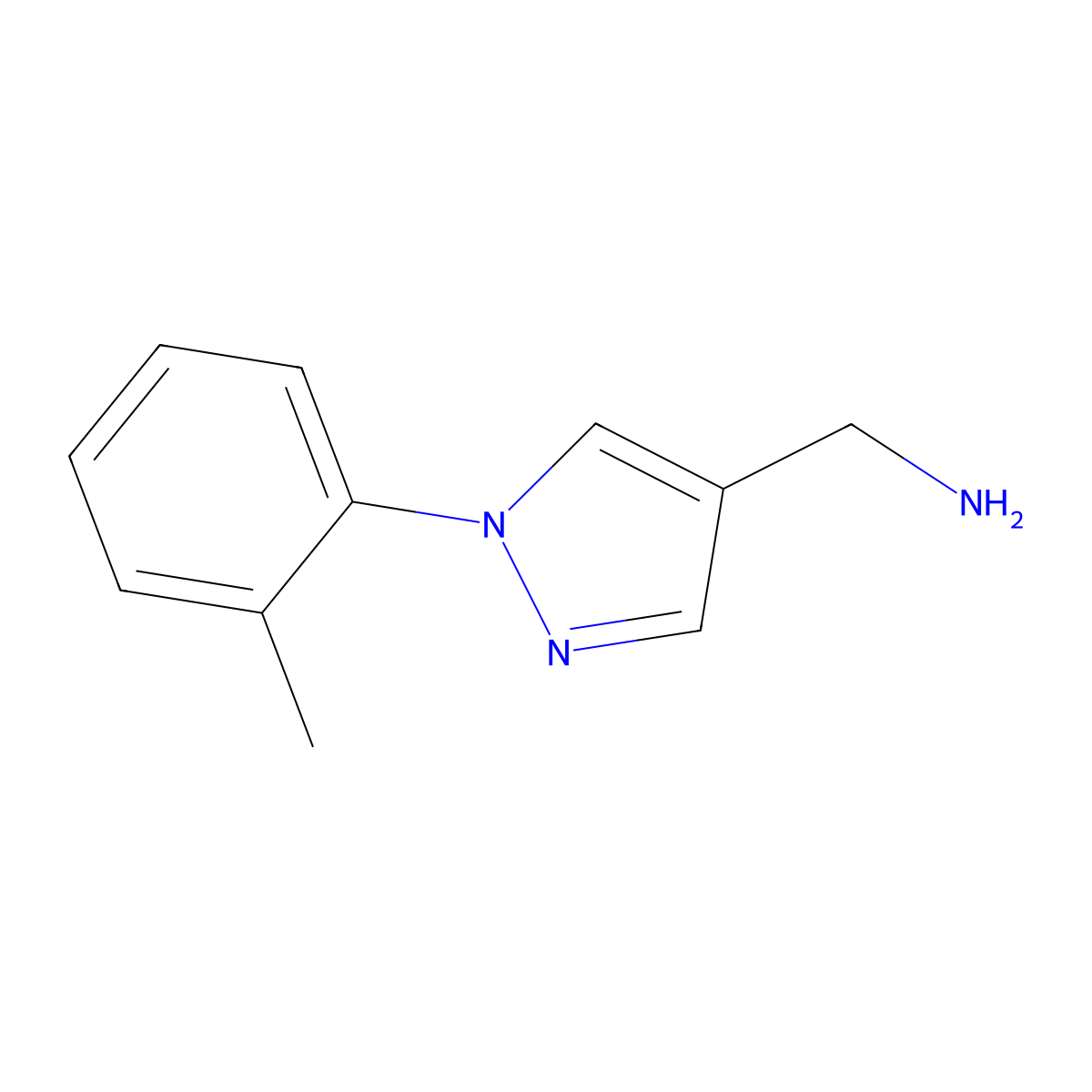 1-(1-(2-Methylphenyl)-1H-pyrazol-4-yl)methanamine molecular structure, CAS 400756-82-3