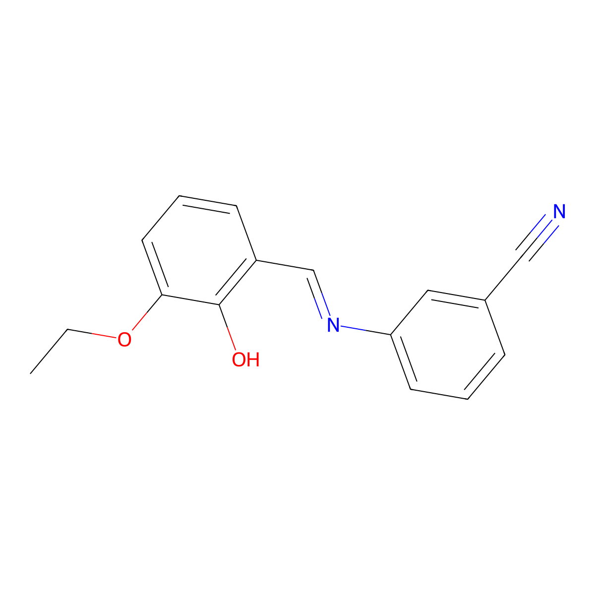 3-{[(1E)-(3-ethoxy-2-hydroxyphenyl)methylene]amino}benzonitrile molecular structure, CAS 400756-83-4
