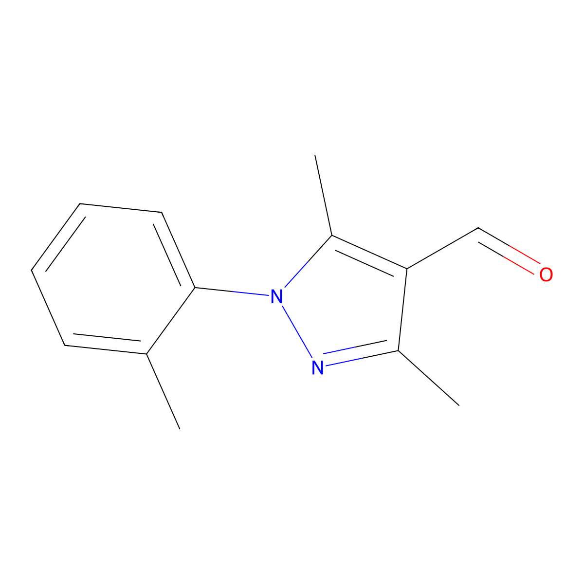 3,5-dimethyl-1-(2-methylphenyl)-1H-pyrazole-4-carbaldehyde molecular structure, CAS 400757-04-2