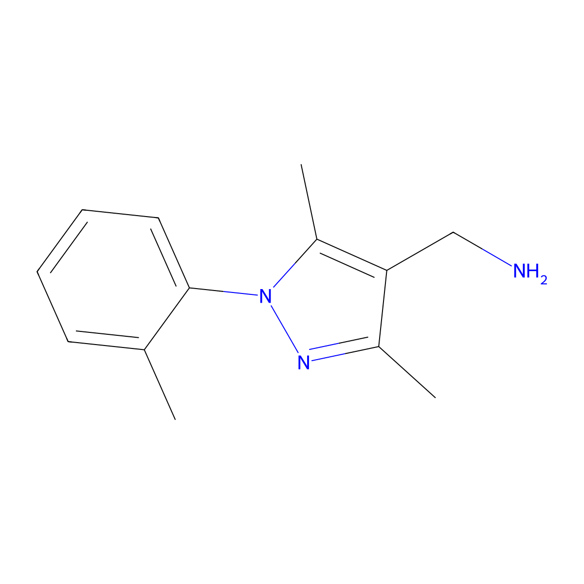 [3,5-dimethyl-1-(2-methylphenyl)-1H-pyrazol-4-yl]methanamine molecular structure, CAS 400757-07-5