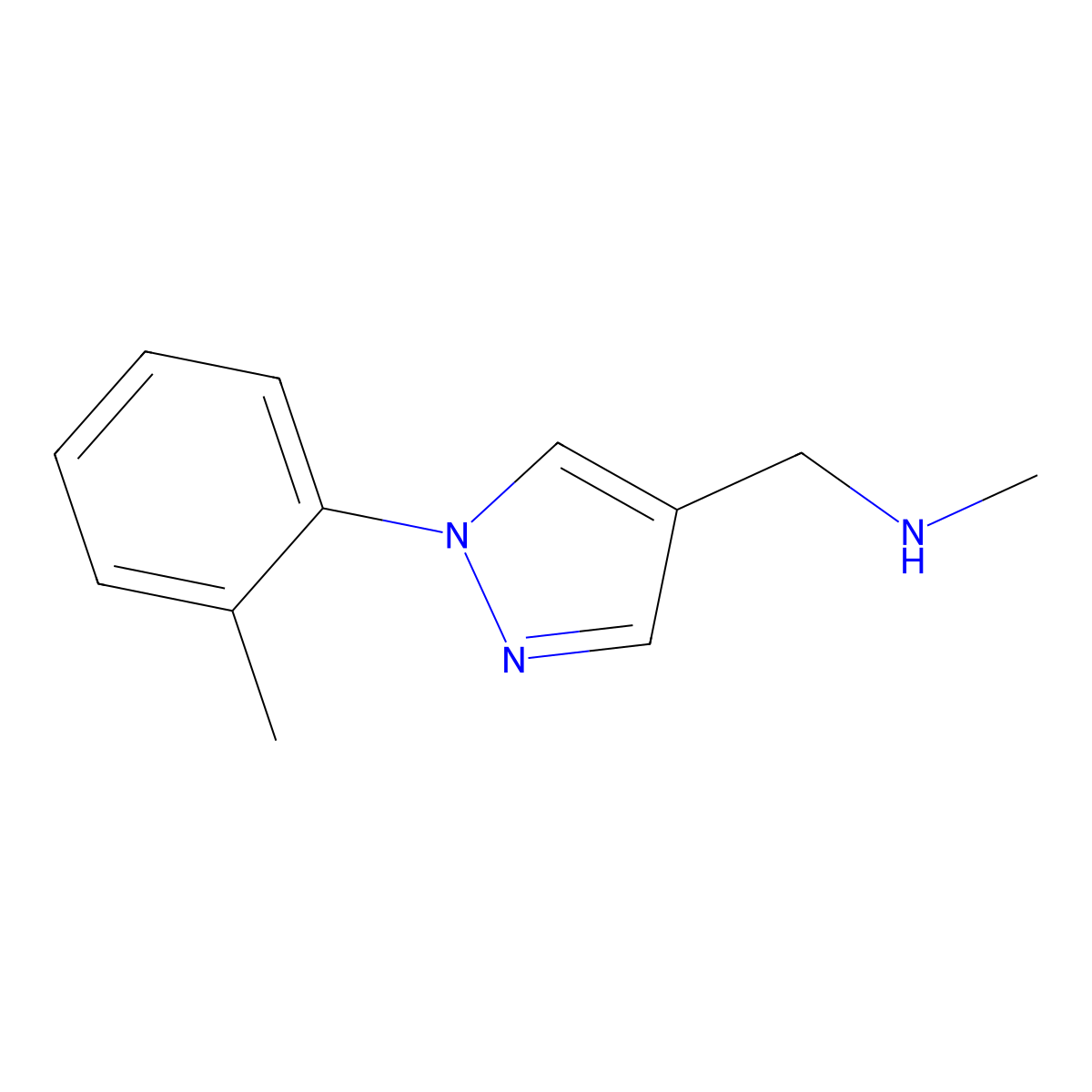 N-Methyl-1-[1-(2-methylphenyl)-1H-pyrazol-4-YL]methanamine molecular structure, CAS 400757-10-0