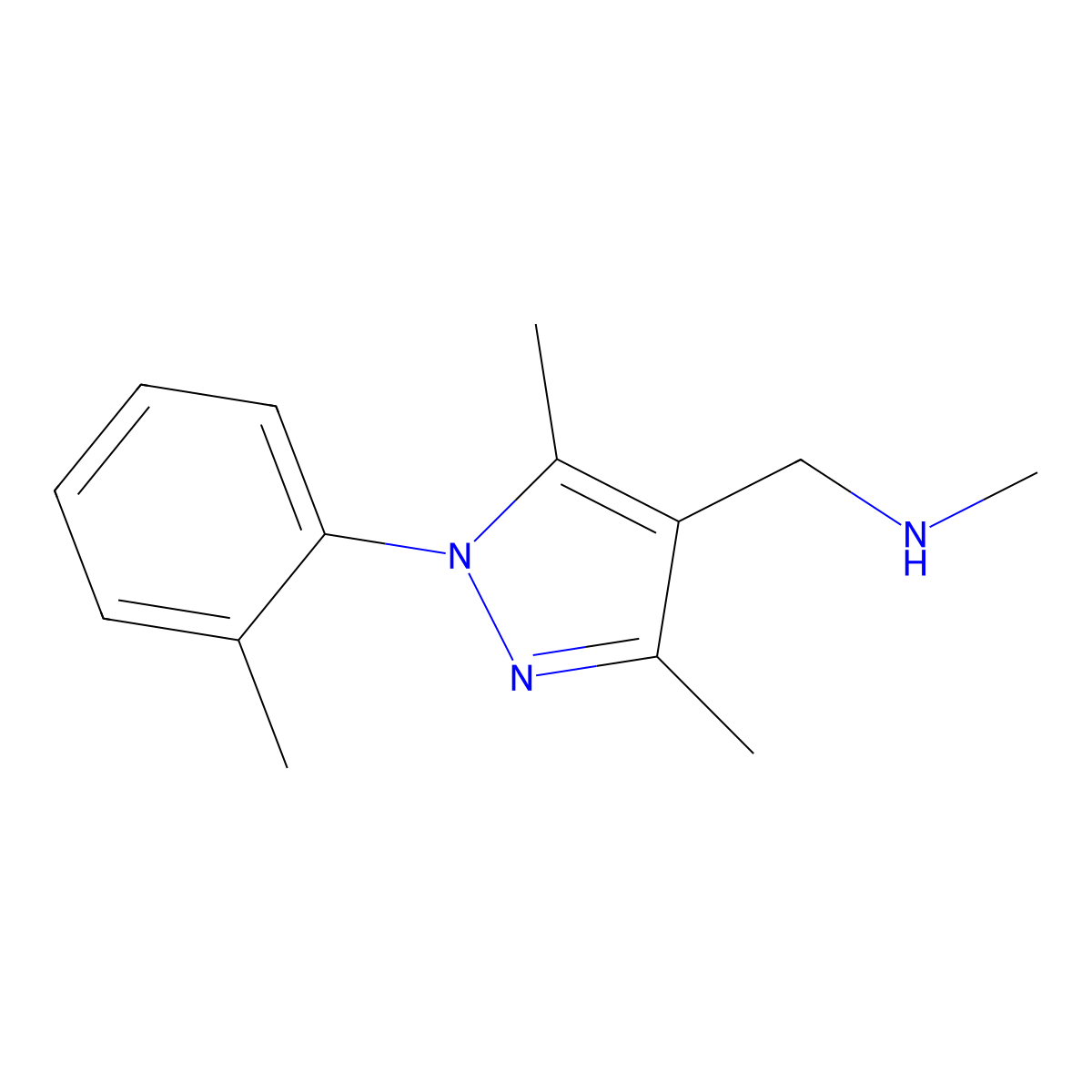 {[3,5-dimethyl-1-(2-methylphenyl)-1H-pyrazol-4-yl]methyl}(methyl)amine molecular structure, CAS 400757-13-3