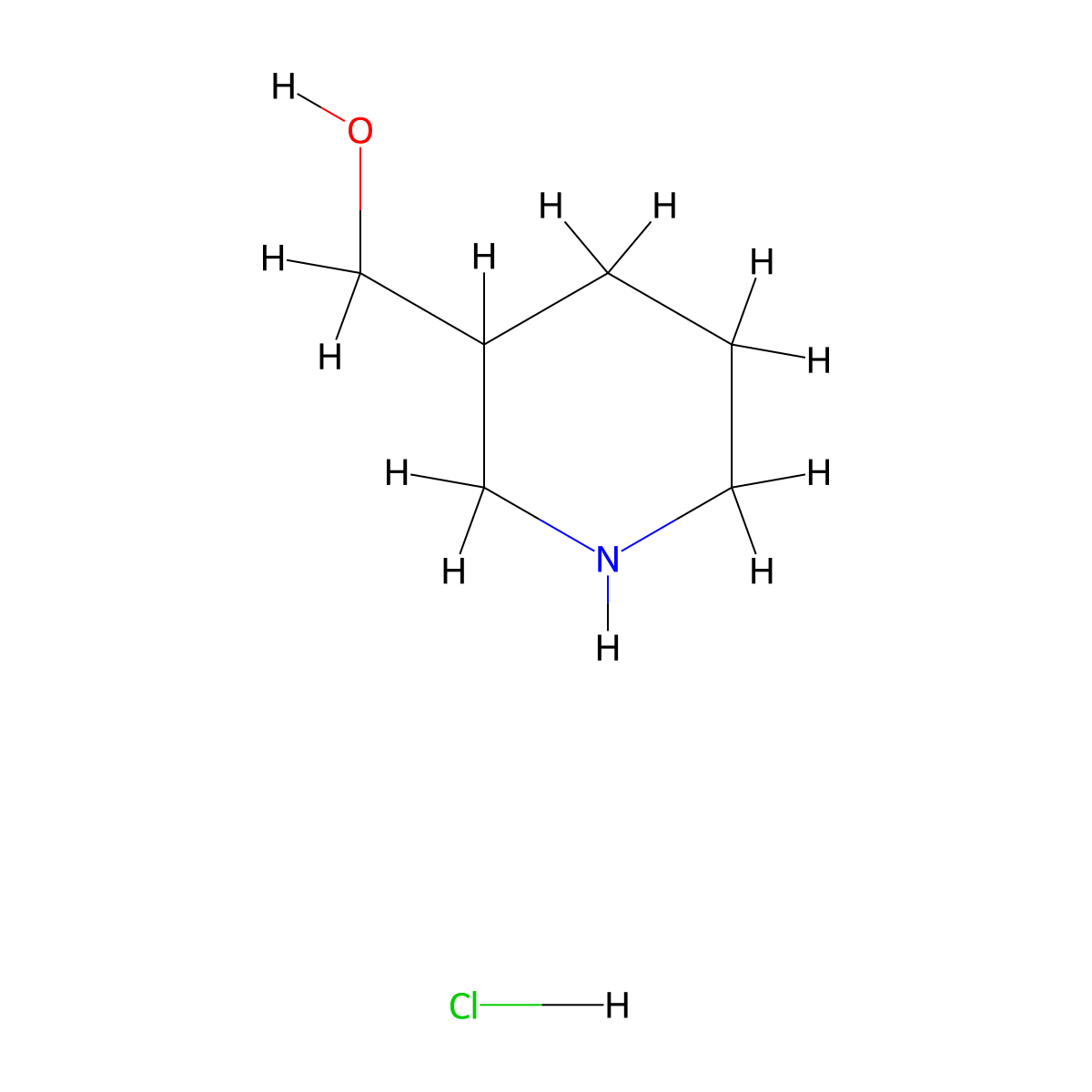 Piperidin-3-ylmethanol hydrochloride molecular structure, CAS 400771-49-5
