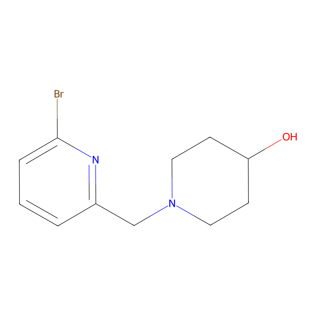1-[(6-bromo-2-pyridinyl)methyl]-4-Piperidinol molecular structure, CAS 400775-14-6
