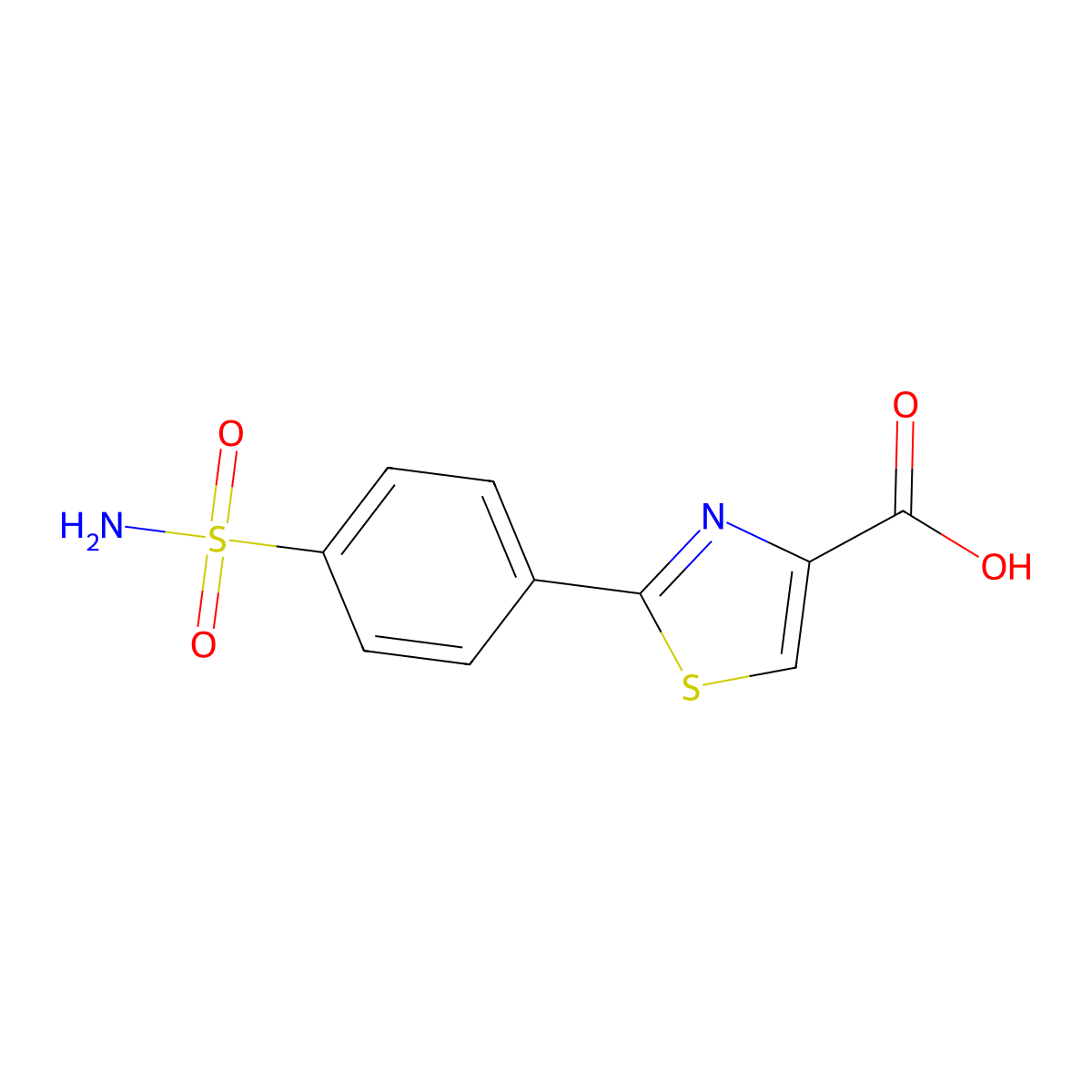 2-(p-Sulfamoylphenyl)thiazole-4-carboxylic acid molecular structure, CAS 400776-10-5