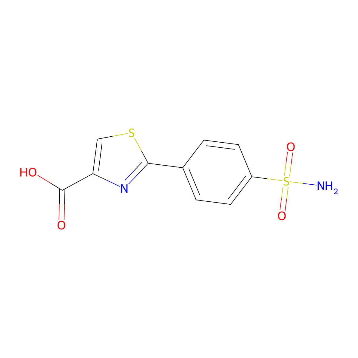 2-(p-Sulfamoylphenyl)thiazole-4-carboxylic acid molecular structure, CAS 400776-10-5
