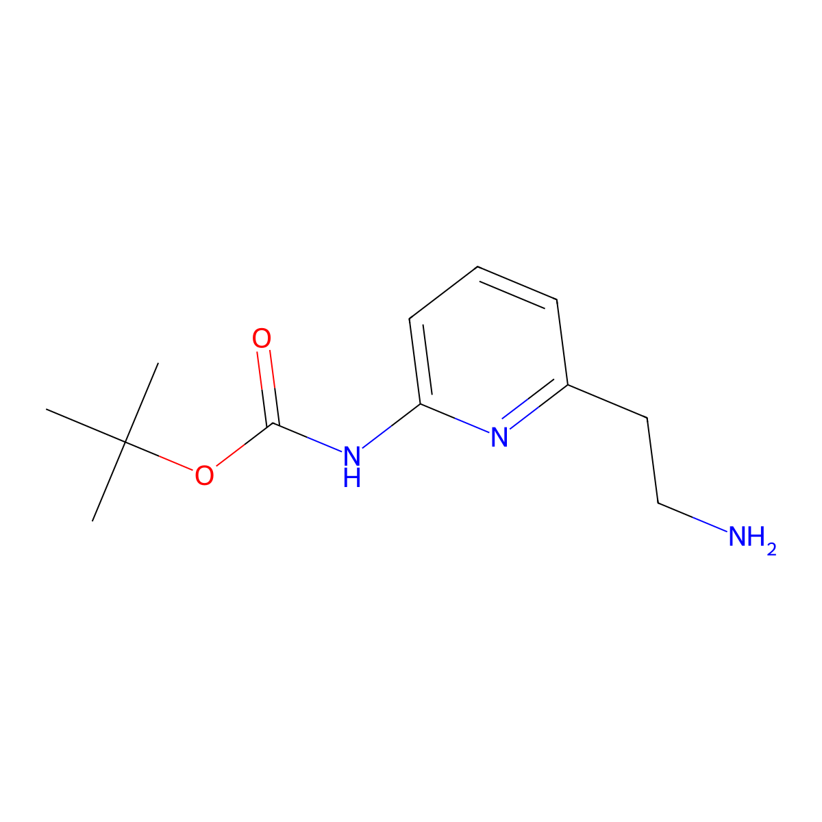 tert-Butyl 6-(2-aminoethyl)pyridin-2-ylcarbamate molecular structure, CAS 400776-37-6
