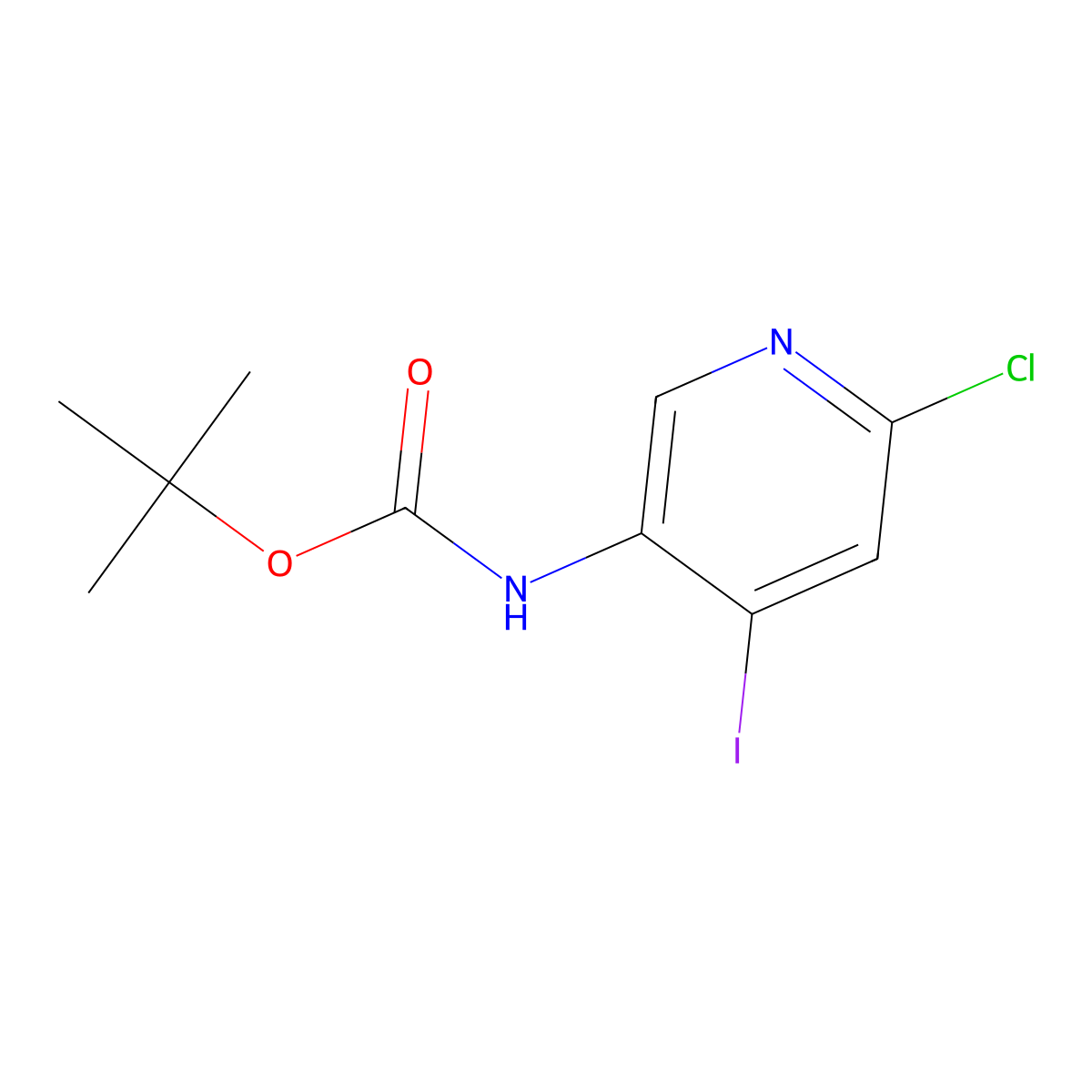 tert-Butyl (6-chloro-4-iodopyridin-3-yl)carbamate molecular structure, CAS 400777-00-6